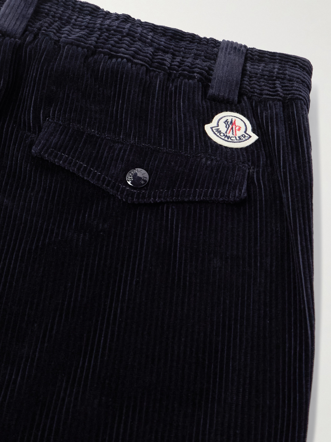 Moncler Straight-leg Cotton-corduroy Trousers In Blue