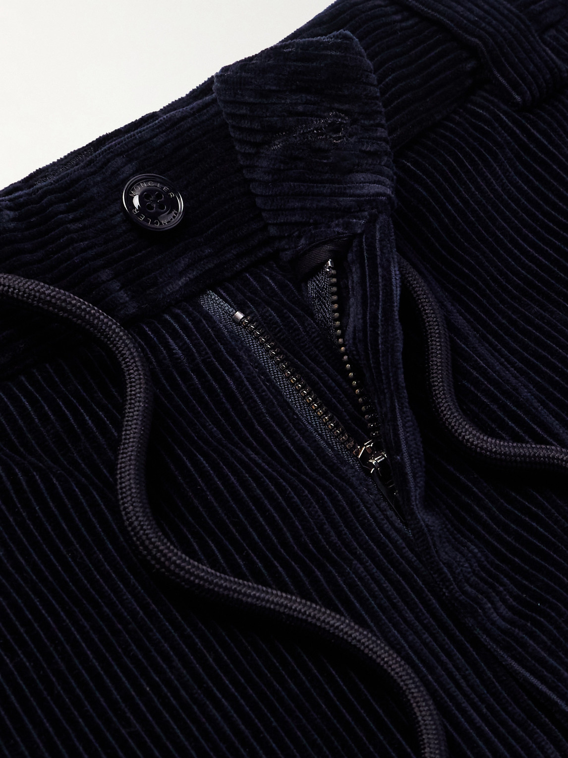 Moncler Straight-leg Cotton-corduroy Trousers In Blue