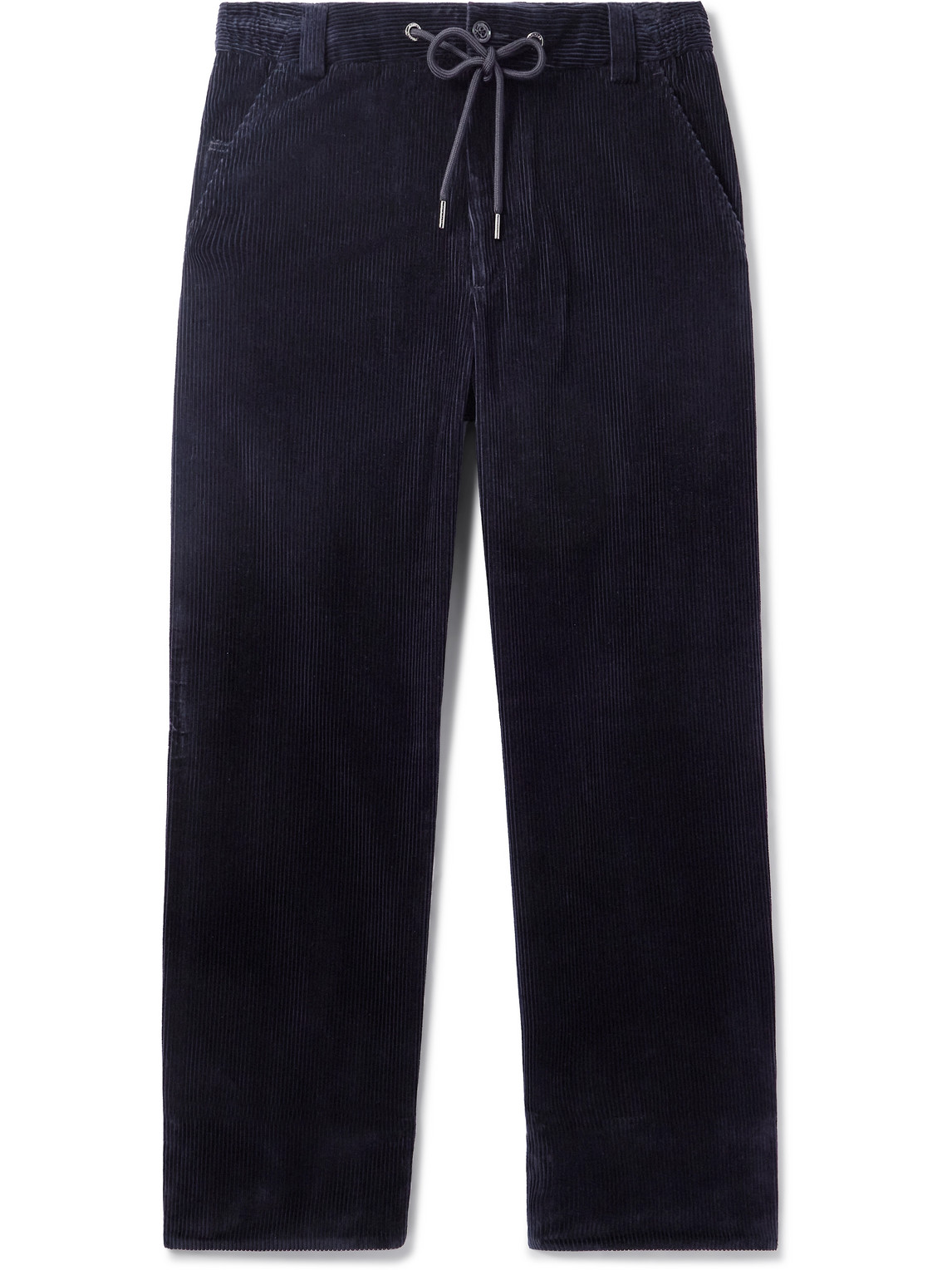 Moncler Straight-leg Cotton-corduroy Trousers In Blue