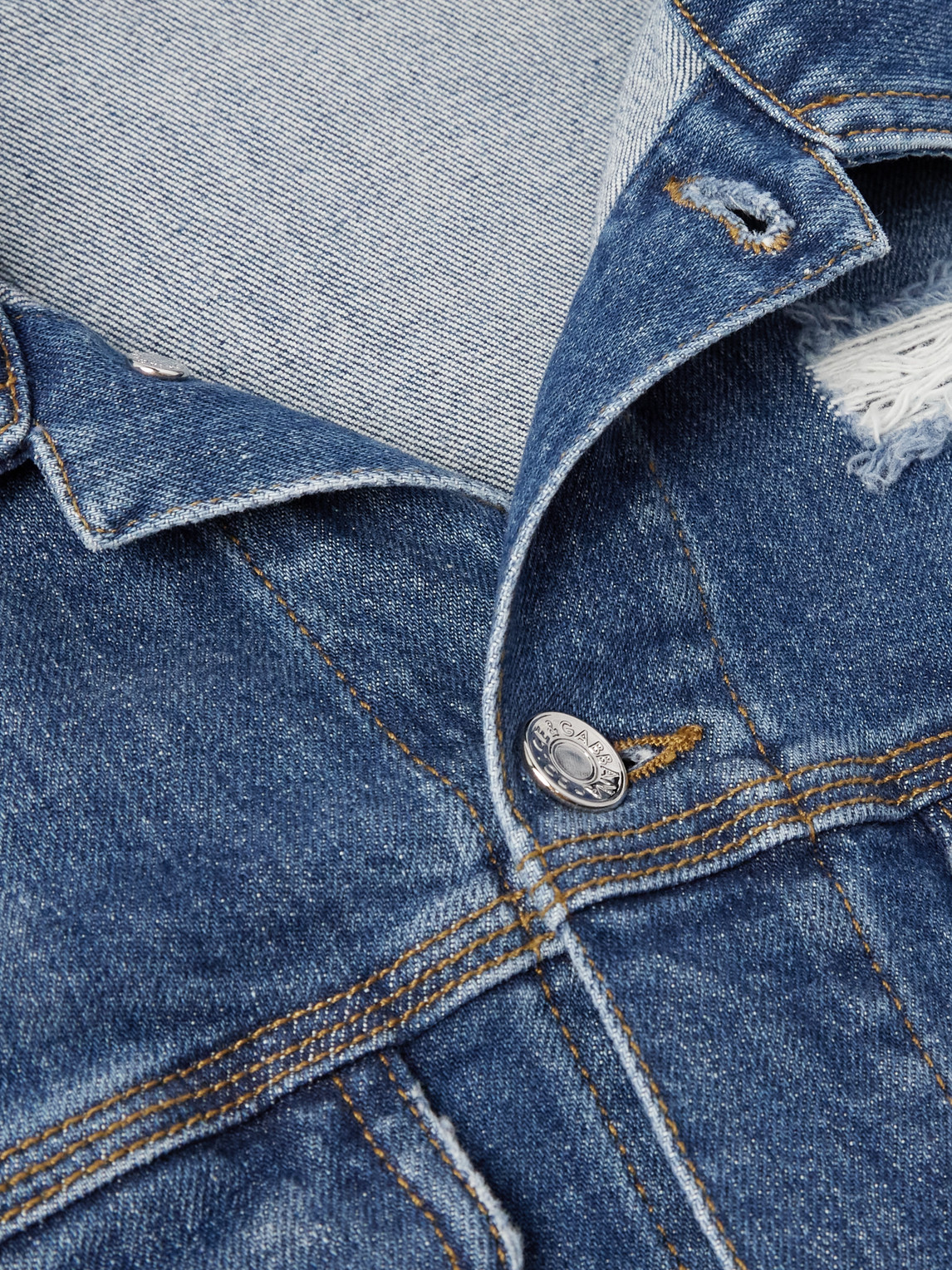 Dolce & Gabbana Blue Jacket With Classic Collar And Rips In Denim Stretch Man In Blue