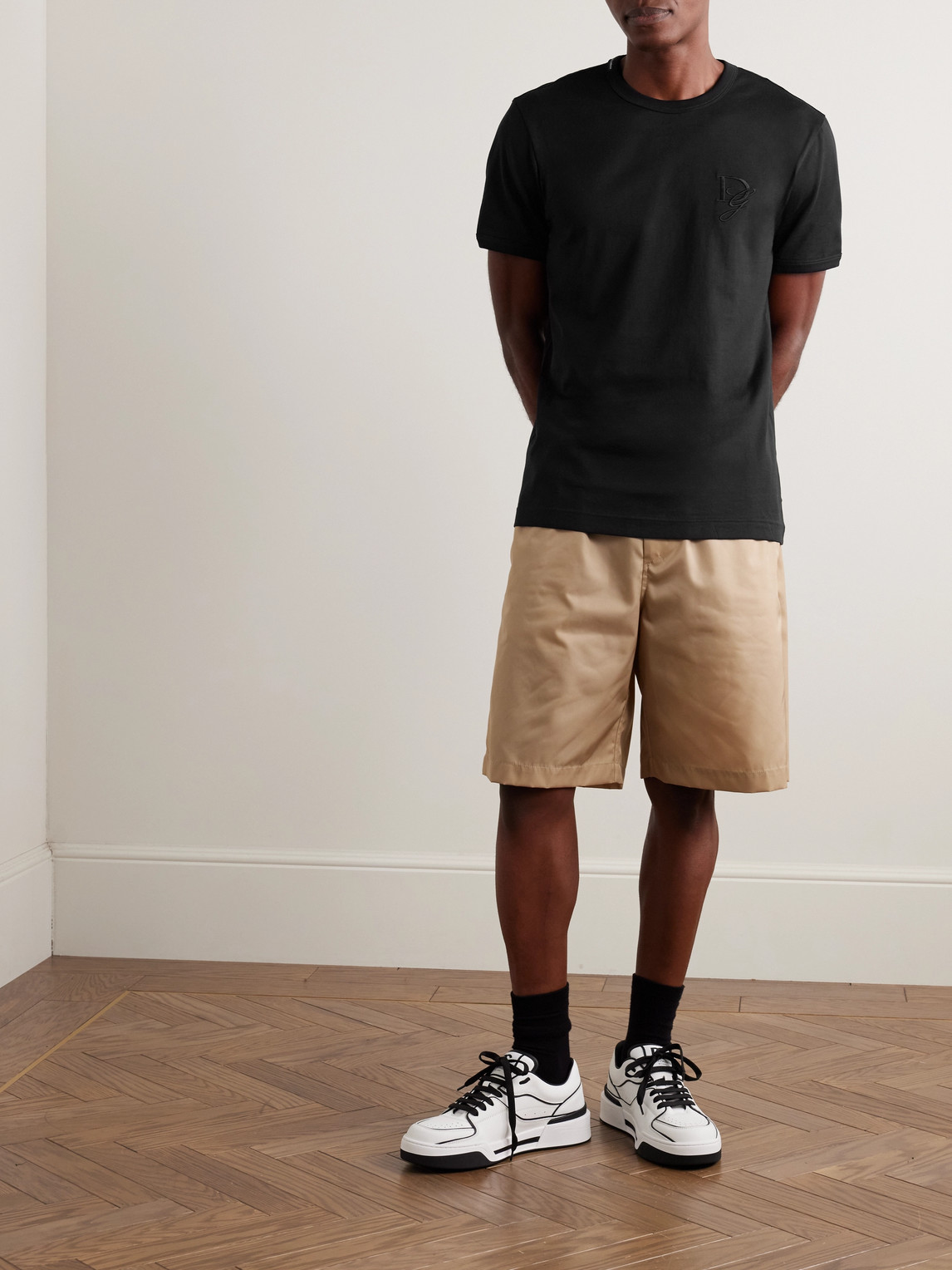 DOLCE & GABBANA SLIM-FIT LOGO-EMBROIDERED COTTON-JERSEY T-SHIRT