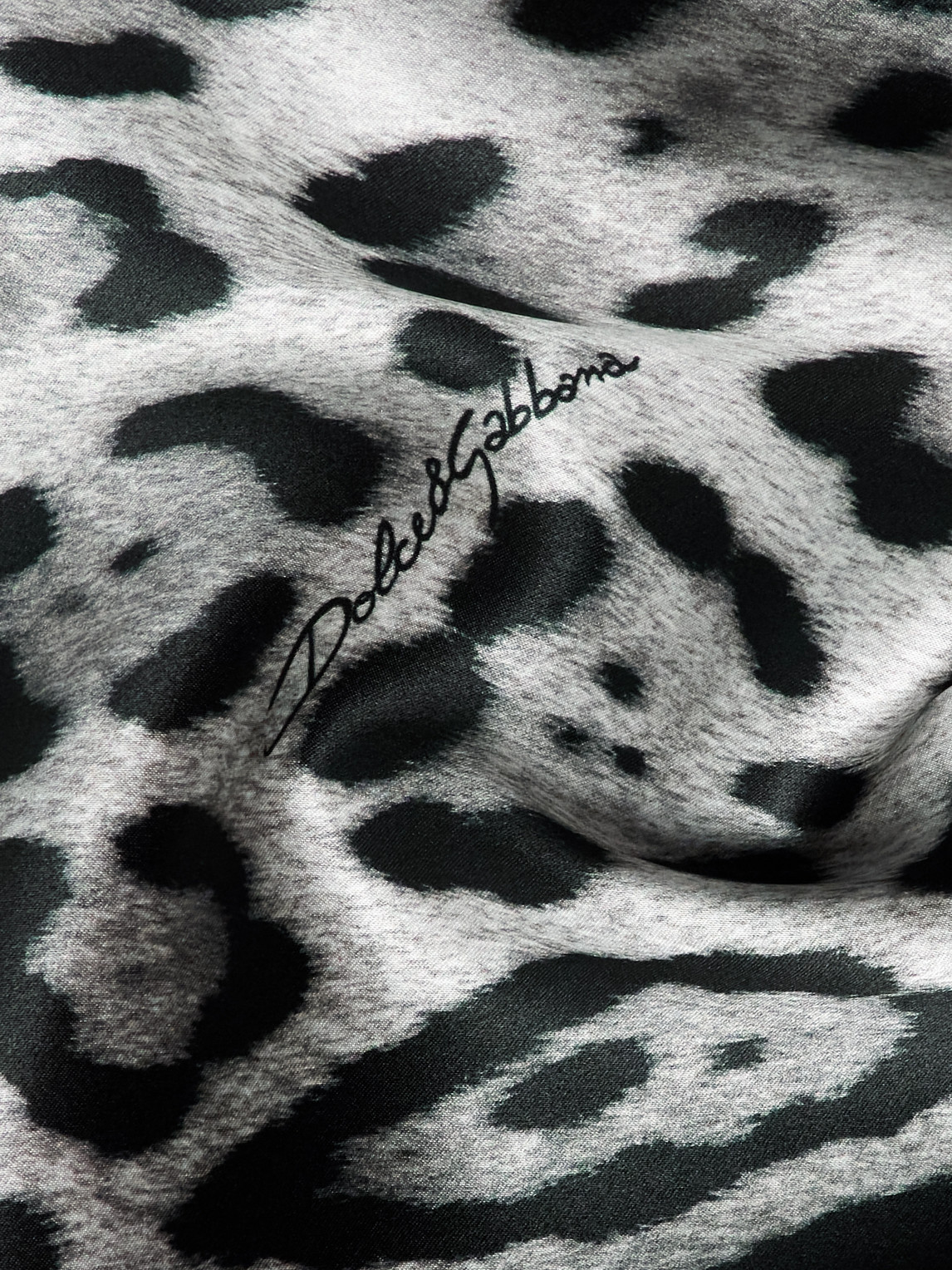 Dolce & Gabbana Grey Shirt With Leopard Print All-over And Logo Lettering In Animal Print