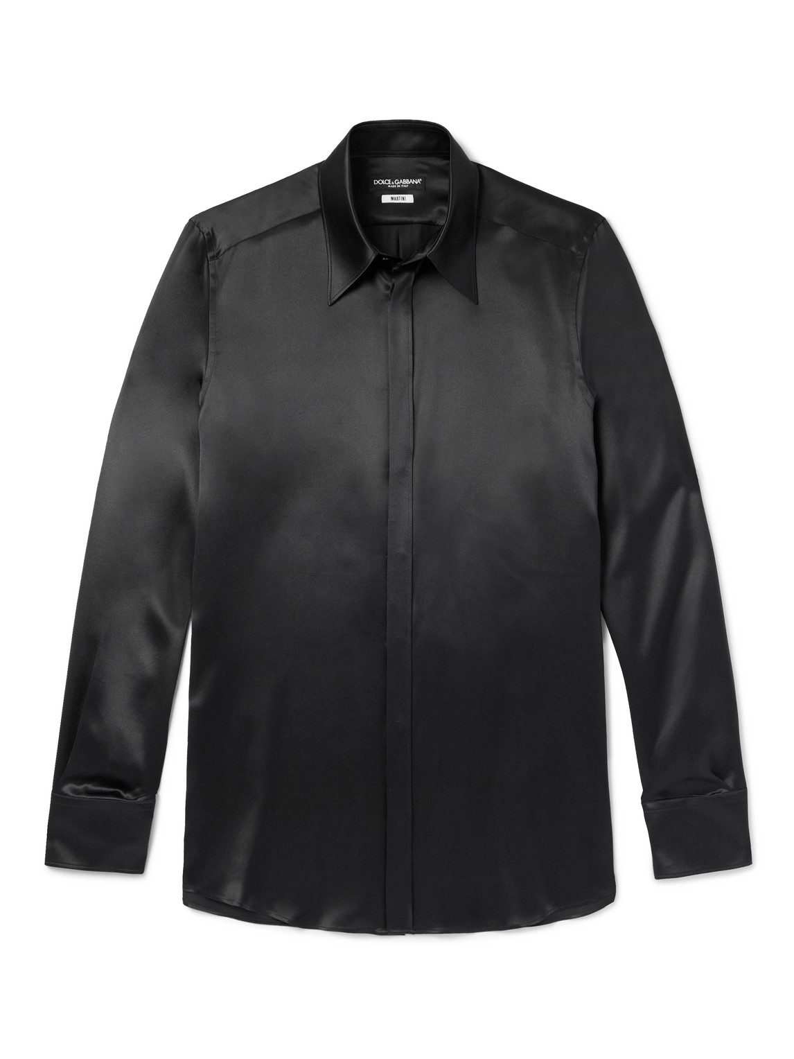 Dolce & Gabbana Martini Silk-satin Shirt In Black