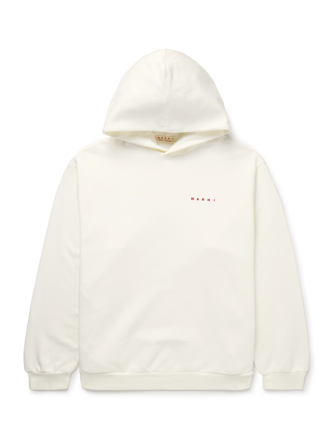 Marni - Logo-Print Embroidered Cotton-Jersey Hoodie - Men - Neutrals - IT 50