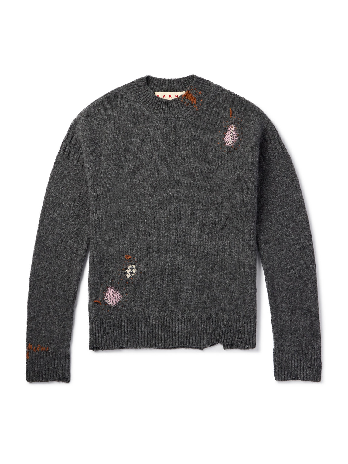 Marni - Distressed Panelled Virgin Wool Sweater - Men - Gray - IT 46