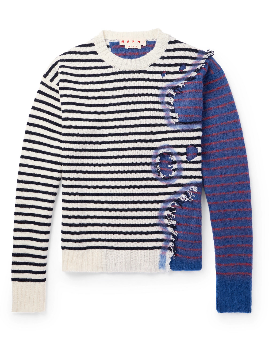 Marni Multicolor Striped Needle Punch Sweater In Multi