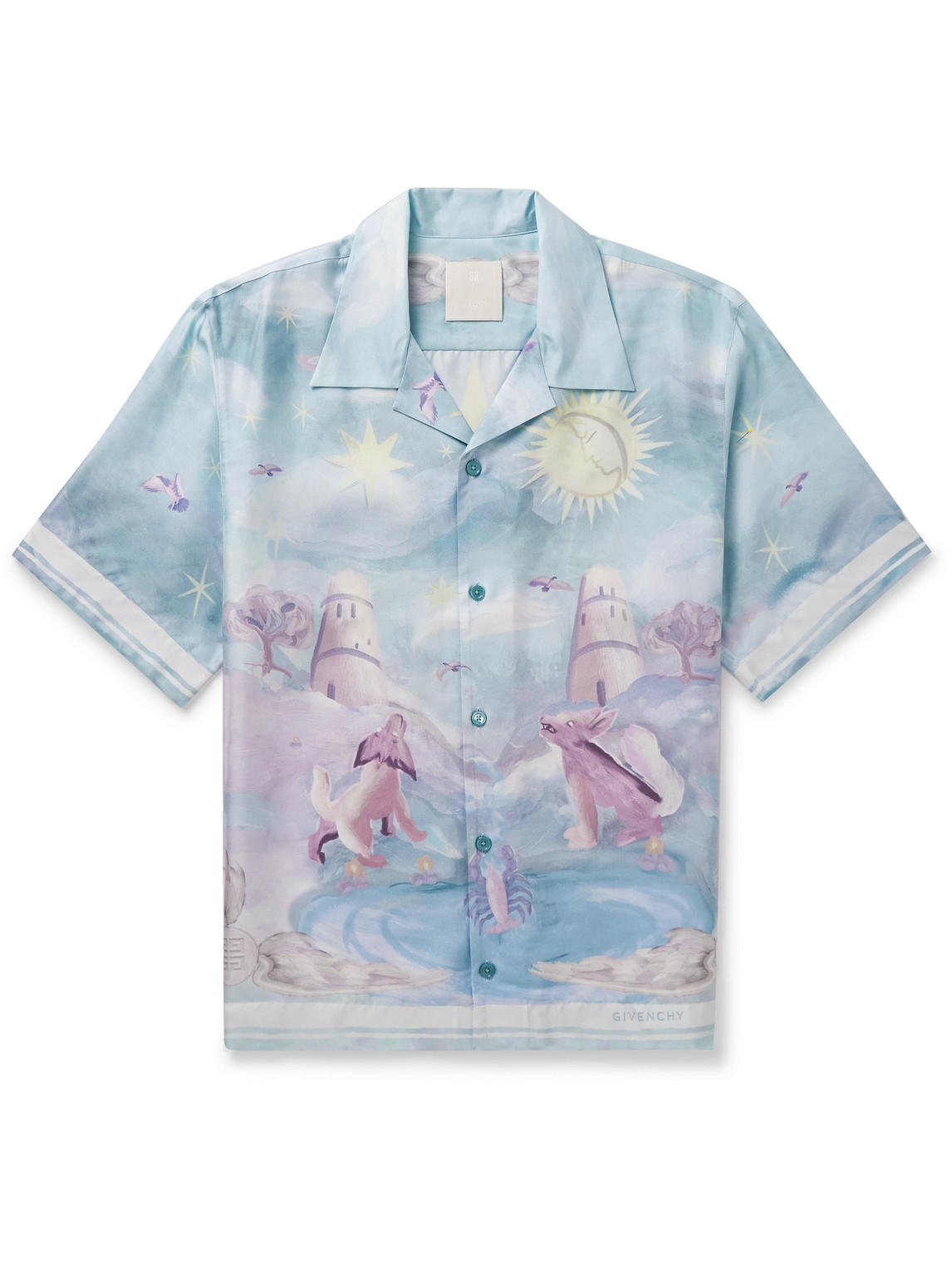 Givenchy Boxy Fit Printed Shirt In Silk In Blue
