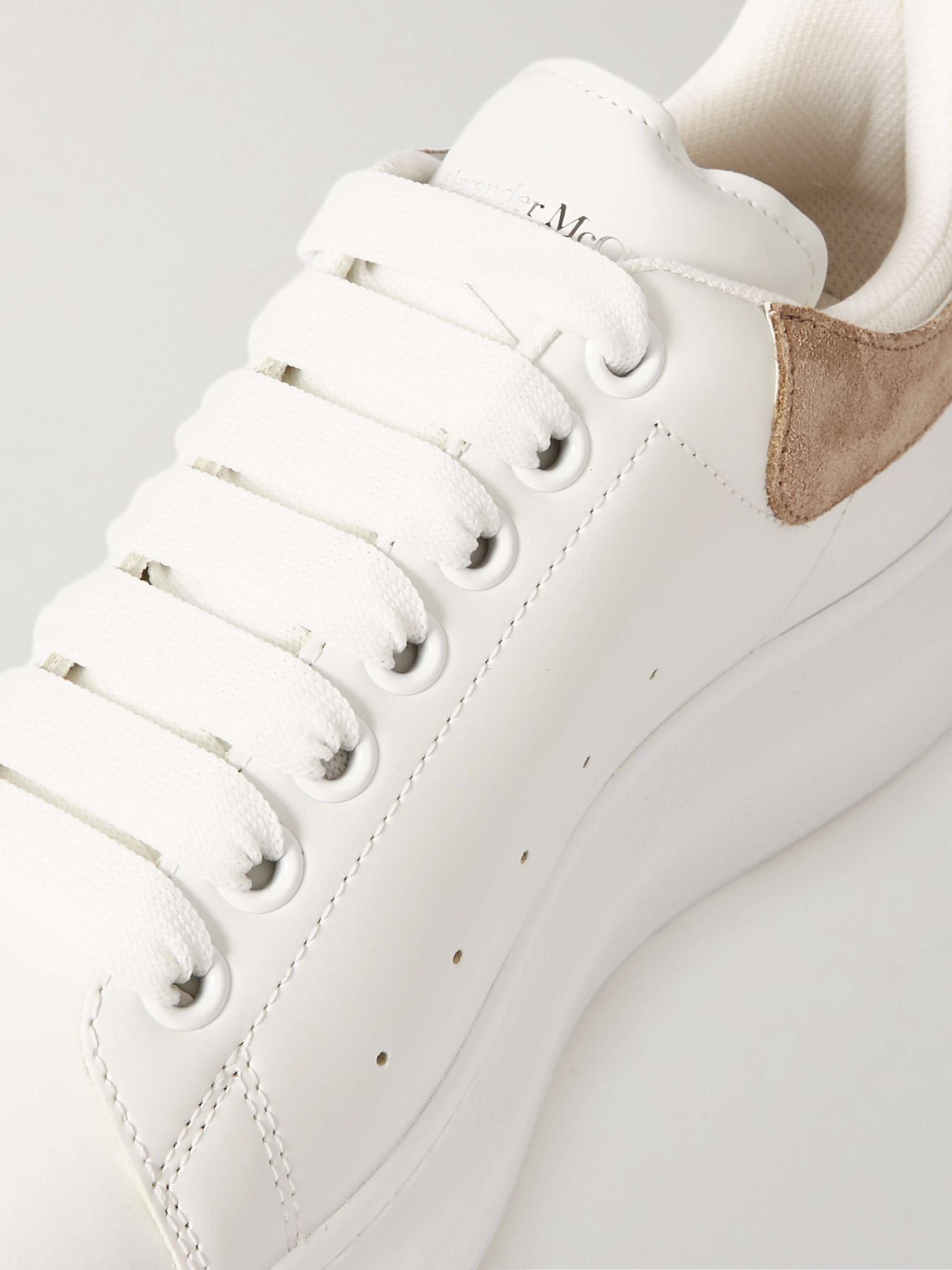Exaggerated Sole Suede Trimmed Leather Sneakers