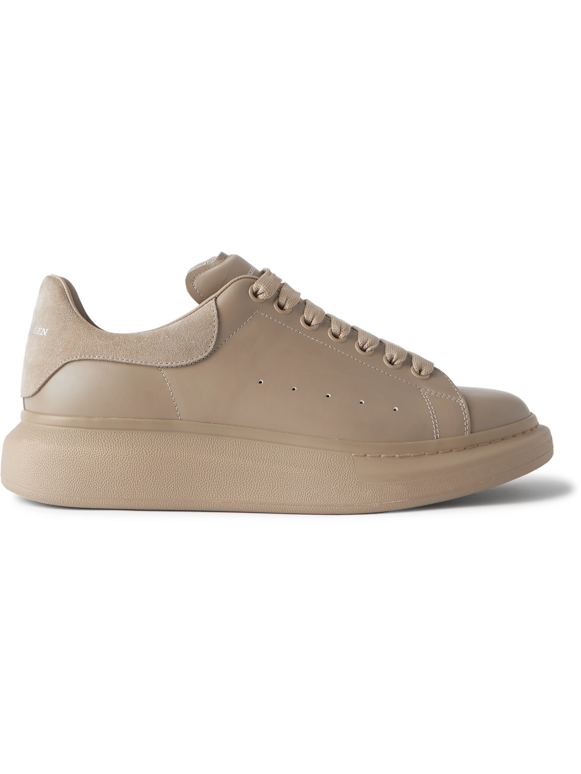 Alexander Mcqueen Exaggerated-sole Suede-trimmed Leather Sneakers In Neutrals