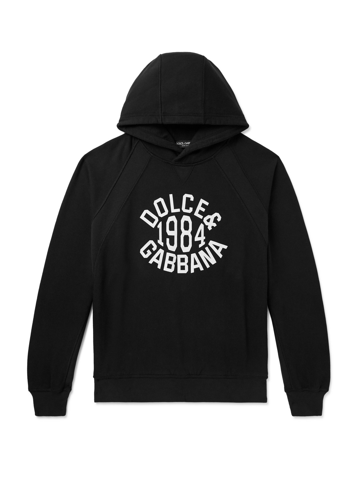Dolce&Gabbana - Logo-Print Cotton-Jersey Hoodie - Men - Black - S