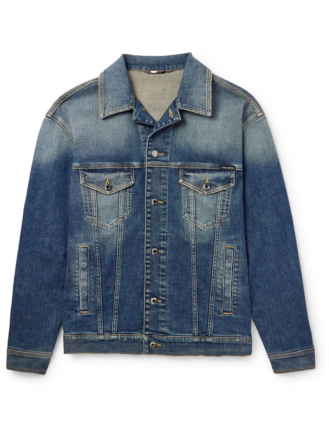 Dolce&Gabbana Logo-Appliquéd Washed-Denim Jacket