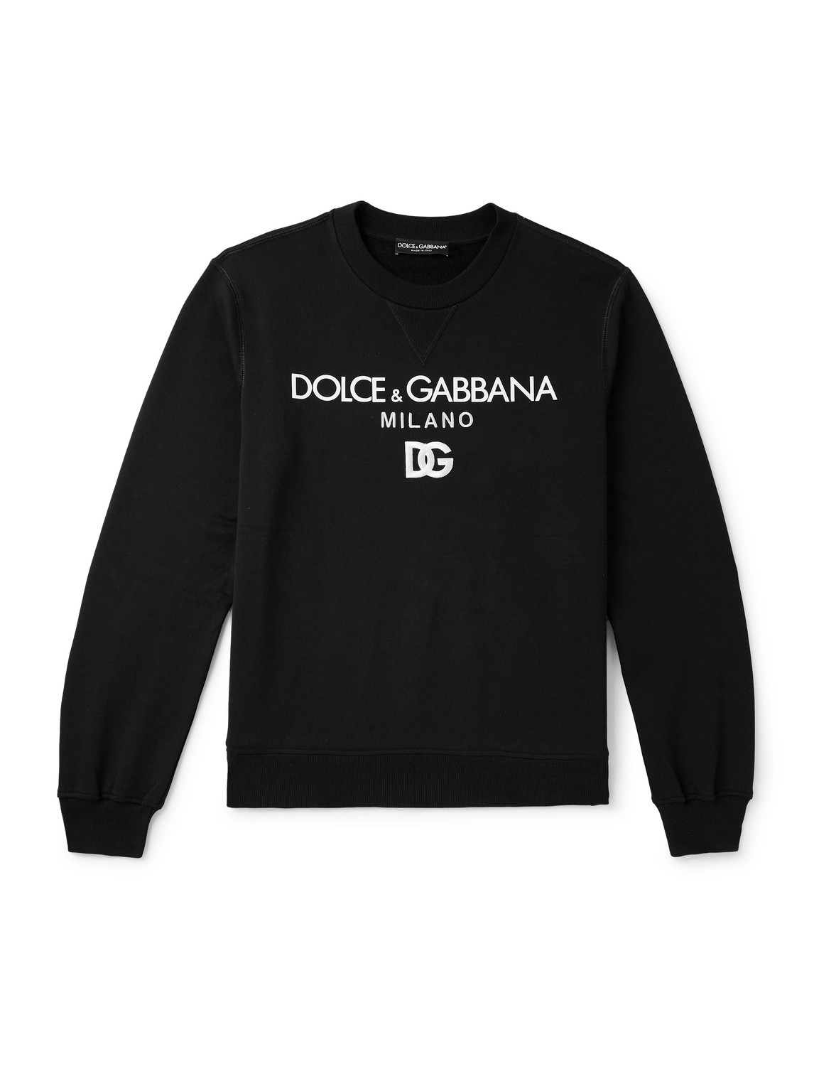 Dolce&Gabbana Logo-Print Embroidered Cotton-Jersey Sweatshirt