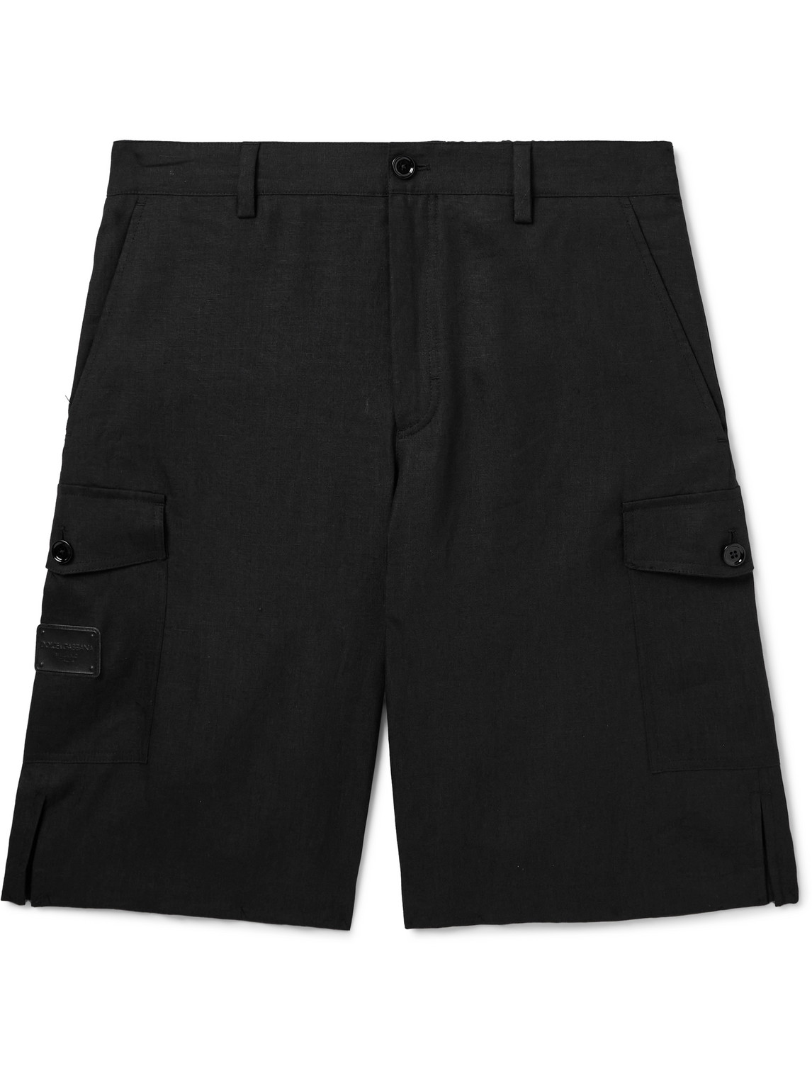 Dolce & Gabbana Wide-leg Linen Cargo Shorts In Black
