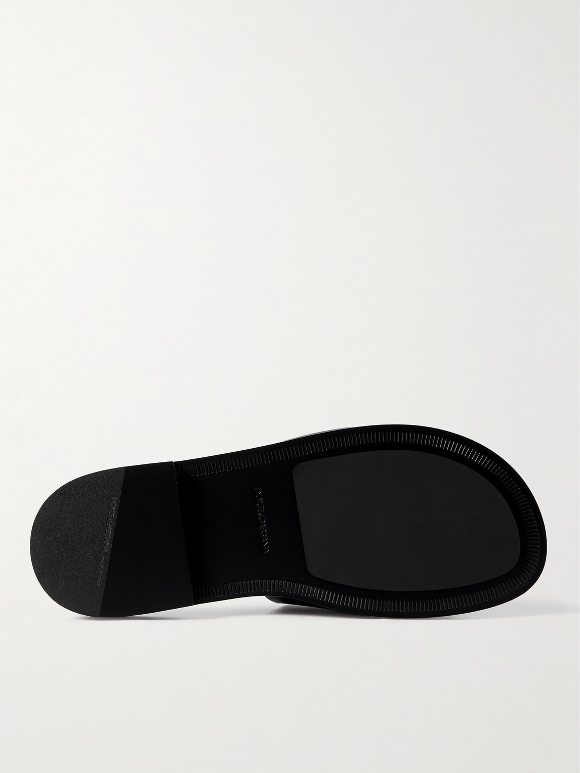 Dolce & Gabbana Logo-embossed Cutout Leather Slides In Black