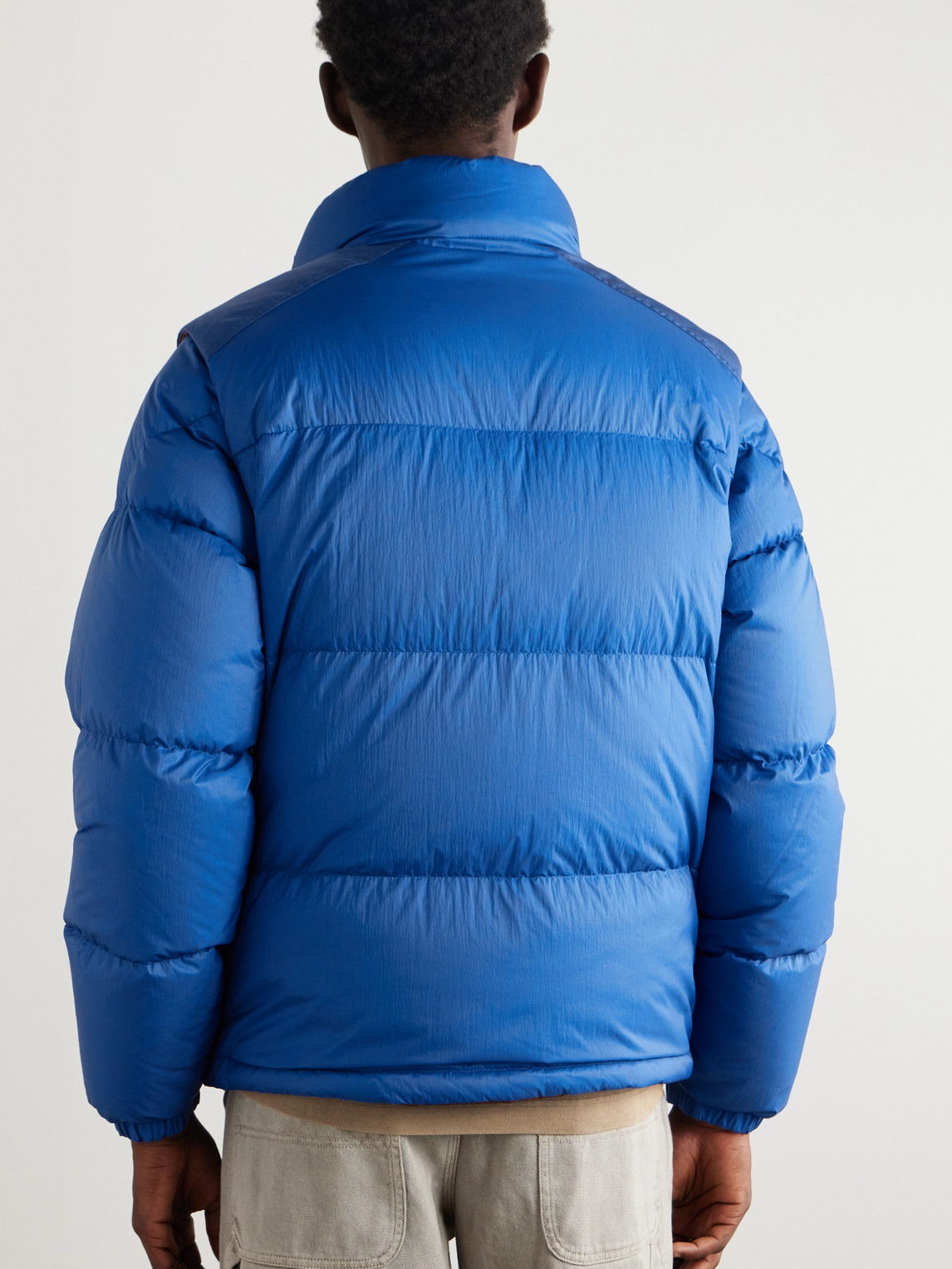 Moncler Reversible Convertible Canvas-trimmed Quilted Shell Down Jacket In Blue