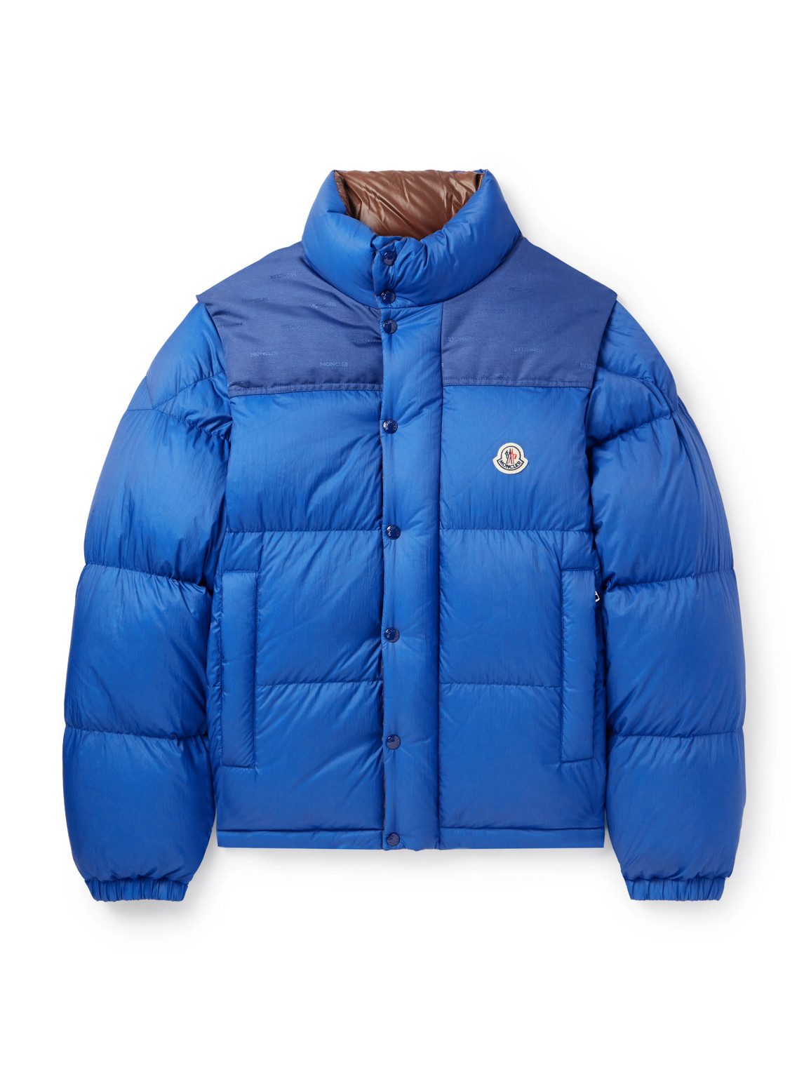 Moncler Reversible Convertible Canvas-trimmed Quilted Shell Down Jacket In Blue
