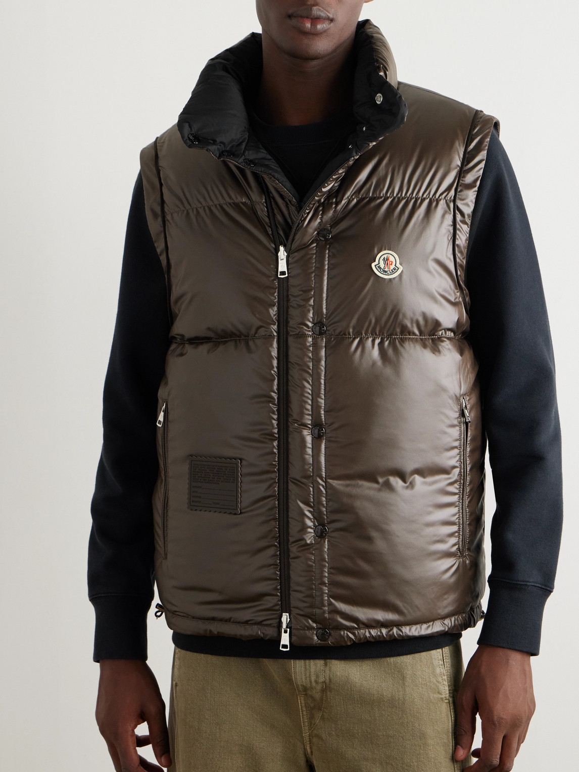 Moncler Reversible Convertible Canvas-trimmed Quilted Shell Down Jacket In Black