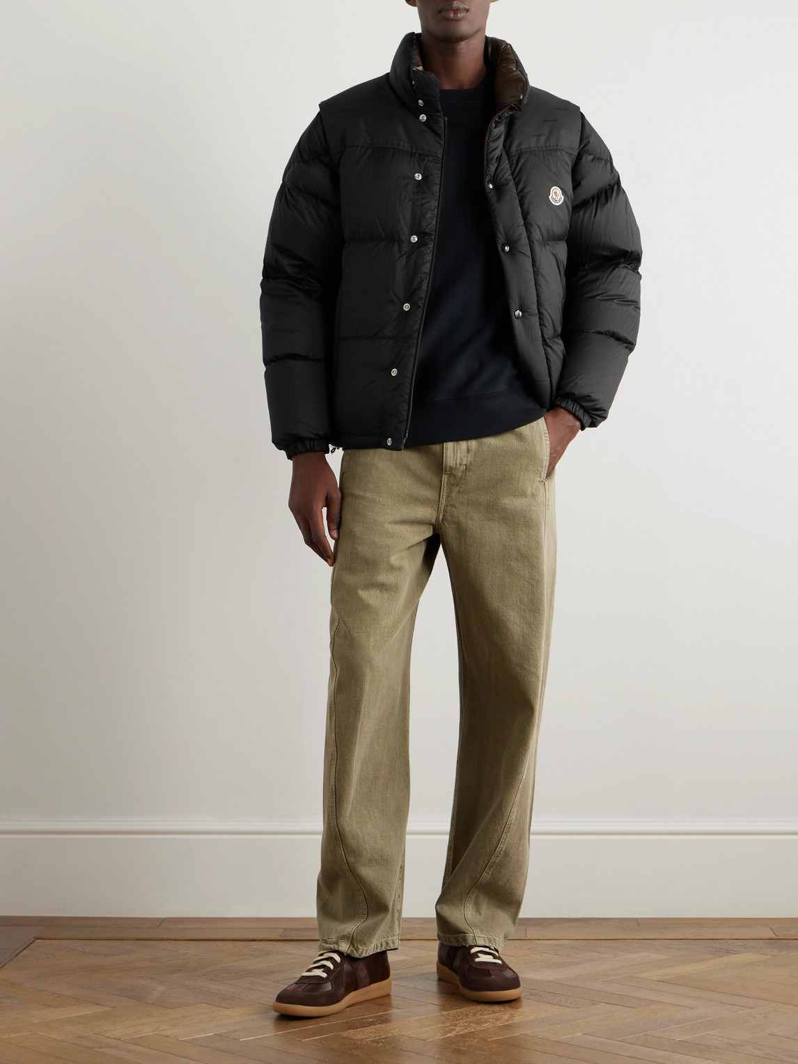 Moncler Reversible Convertible Canvas-trimmed Quilted Shell Down Jacket In Black