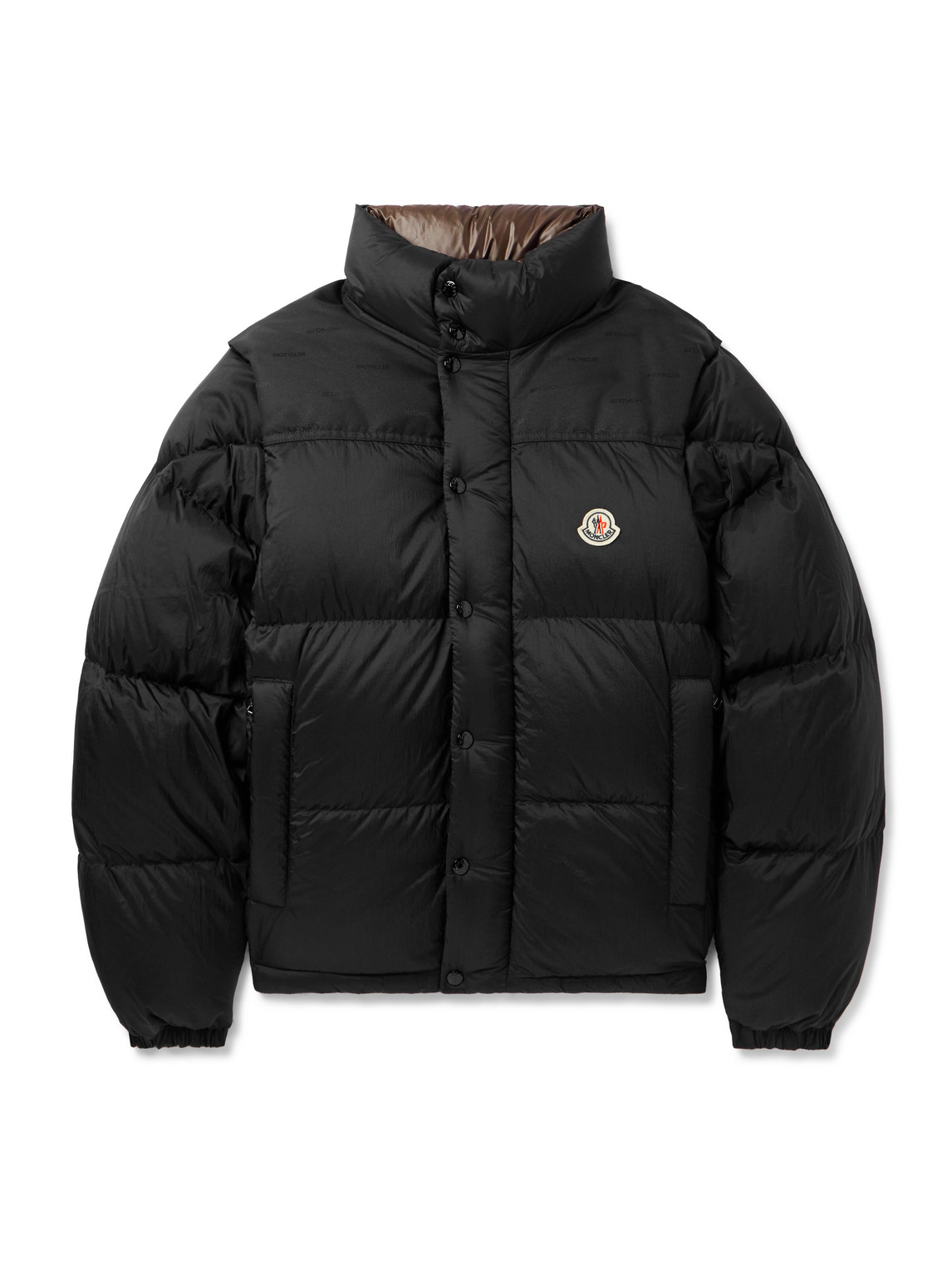 Moncler Reversible Convertible Canvas-trimmed Quilted Shell Down Jacket In Black