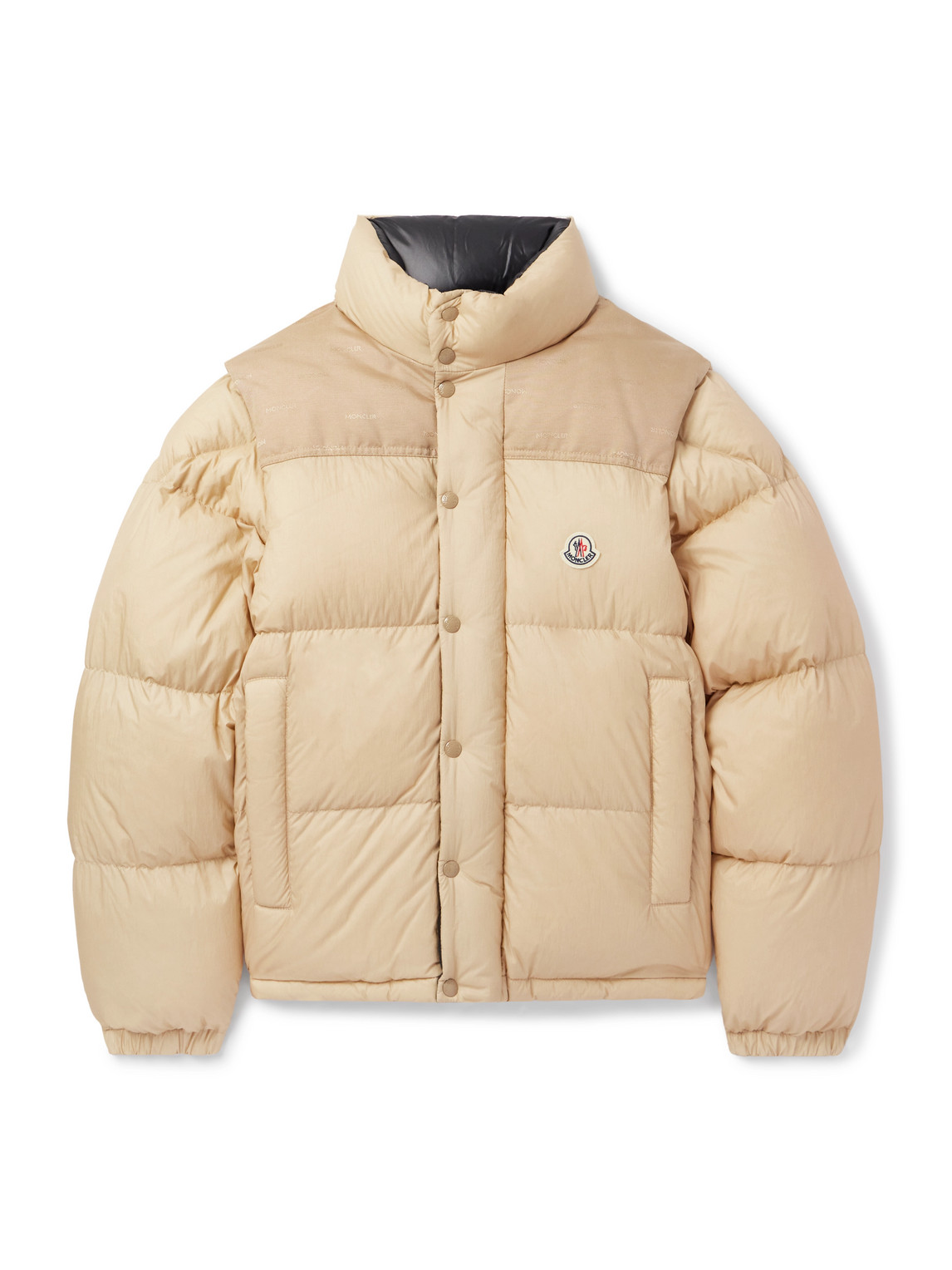 Moncler Reversible Convertible Canvas-trimmed Quilted Shell Down Jacket In Neutrals