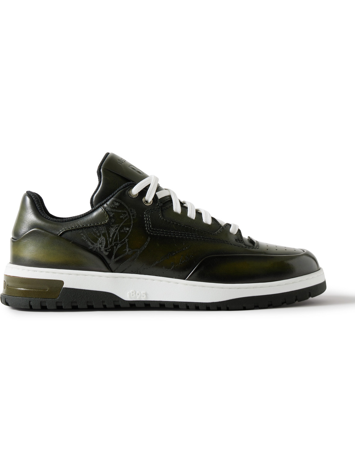 Berluti Playoff Scritto Venezia Leather Sneakers In Black