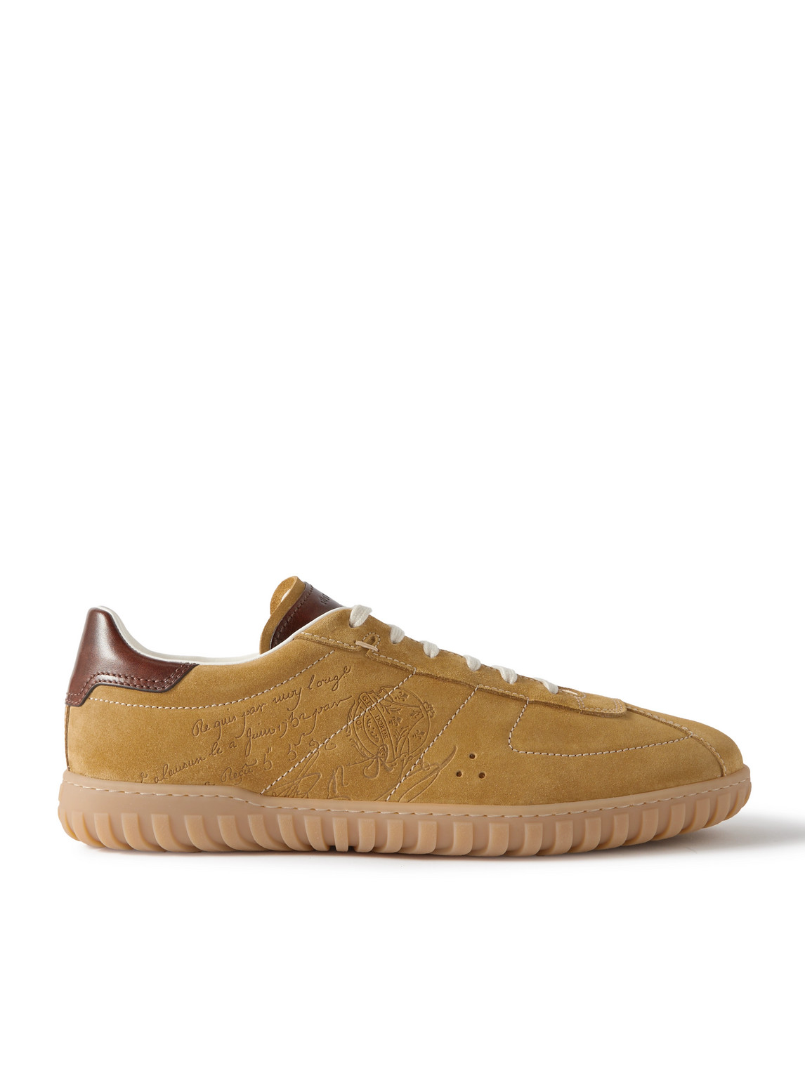 Berluti Scritto Venezia Leather-trimmed Suede Sneakers In Brown