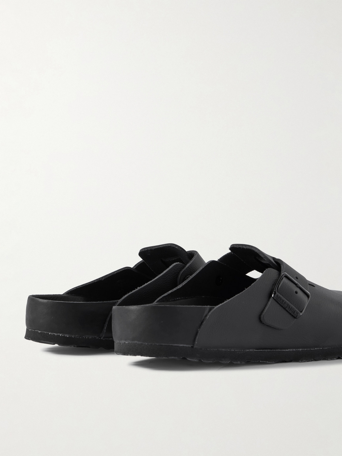 Birkenstock Boston Exquisite Leather Sandals In Black