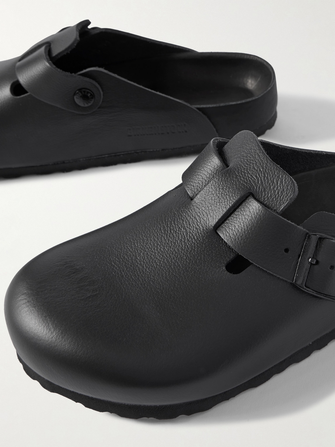 Birkenstock Boston Exquisite Leather Sandals In Black