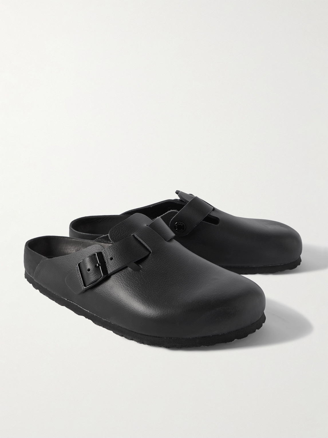 Birkenstock Boston Exquisite Leather Sandals In Black