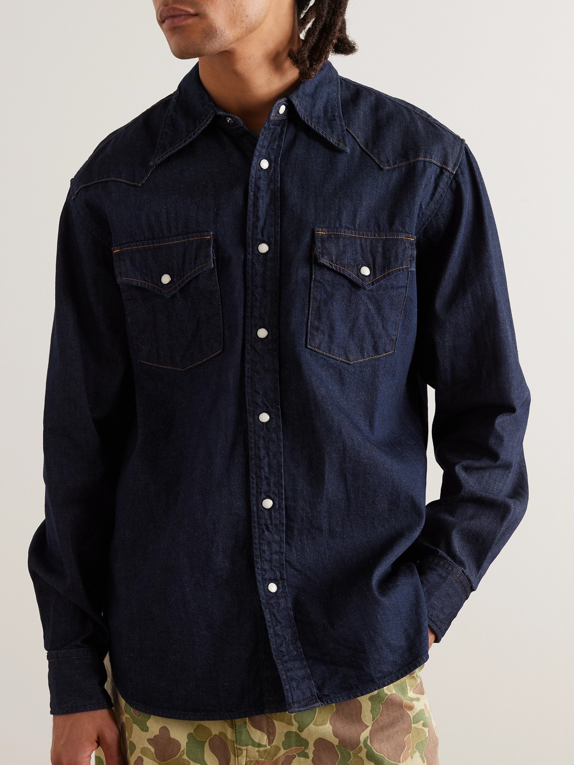 Shop Kapital Denim Western Shirt In Blue