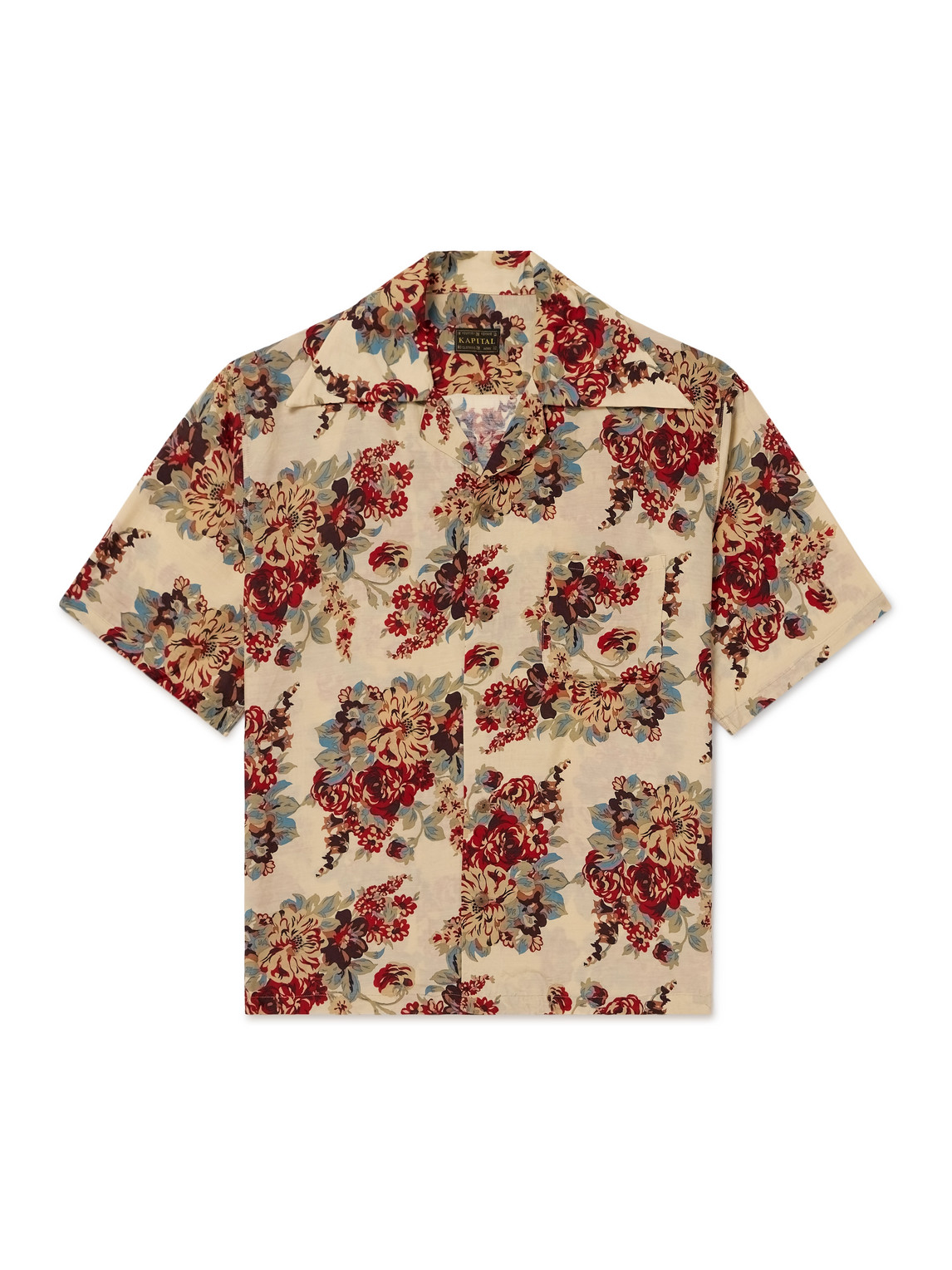 Camp-Collar Floral-Print Woven Shirt