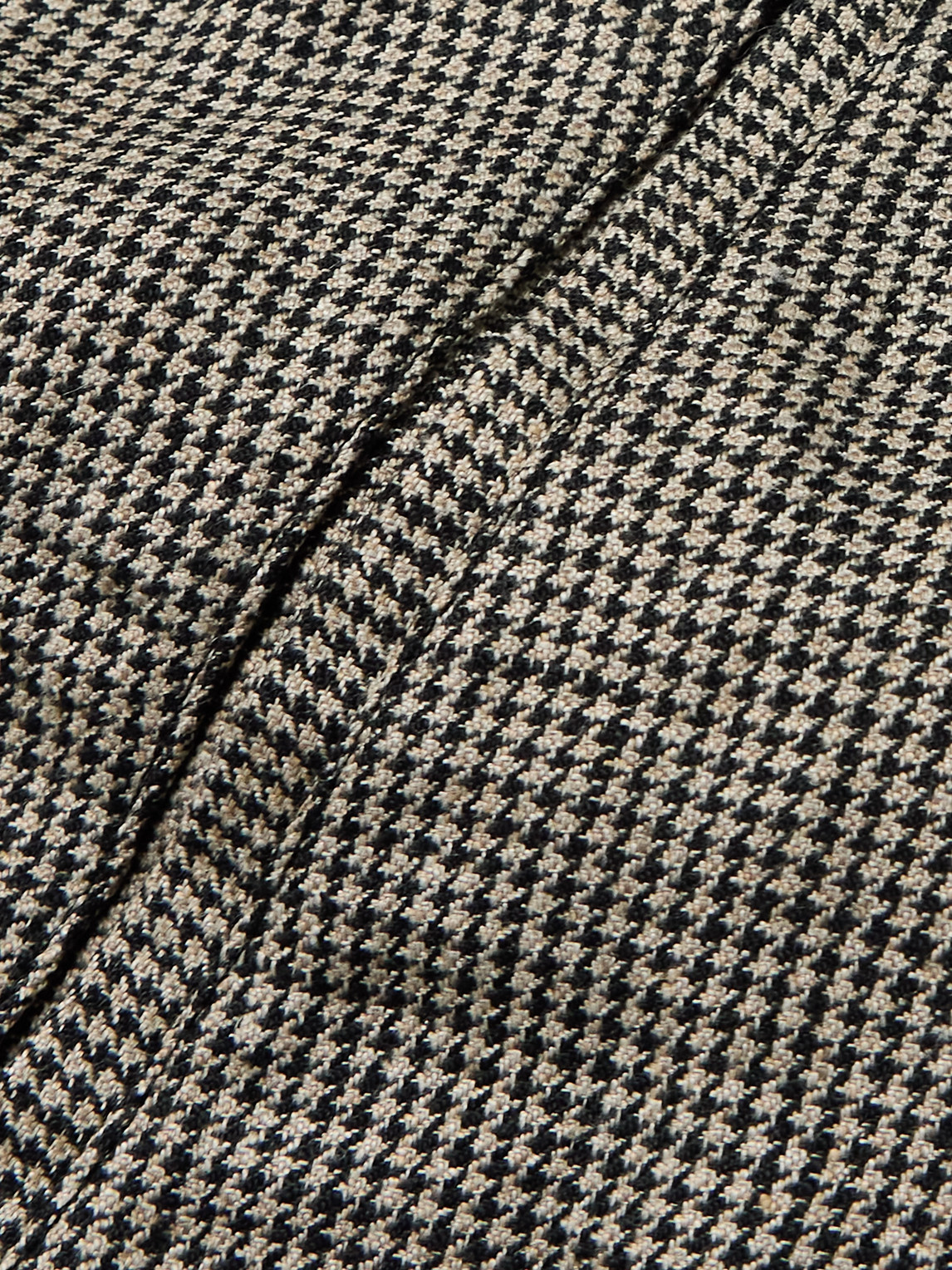 Shop Kapital Houndstooth Linen Blouson Jacket In Brown