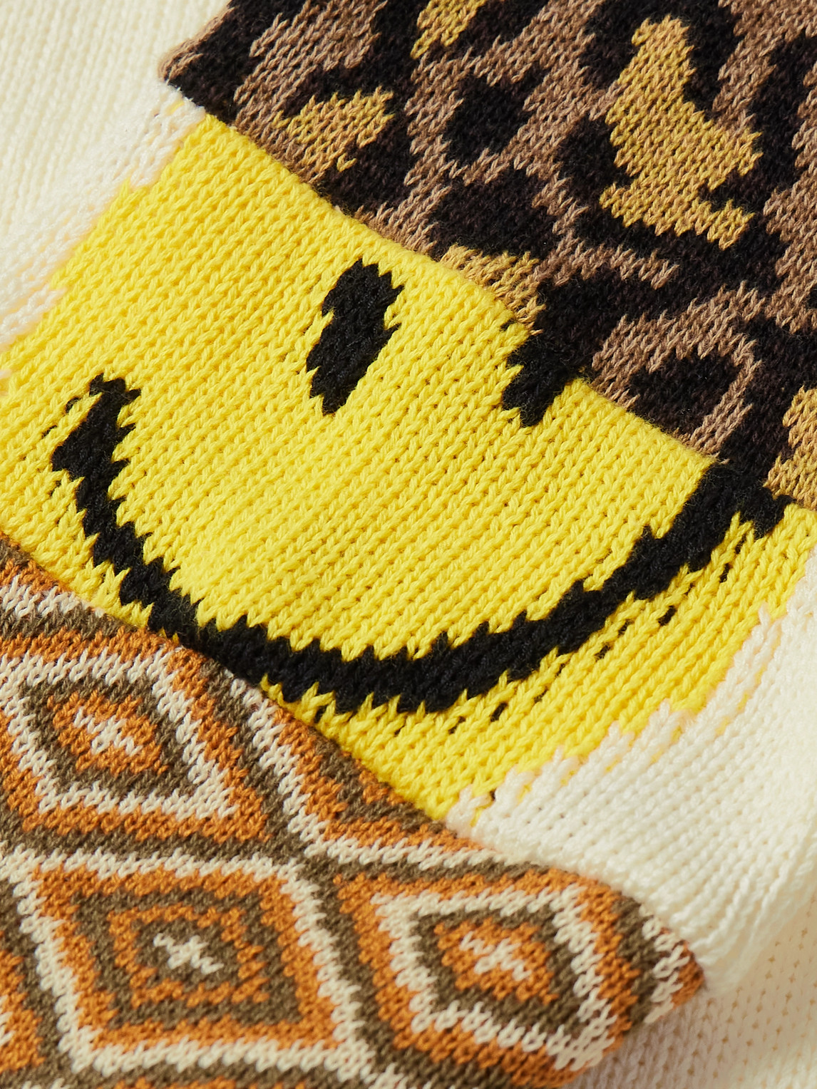 Shop Kapital 5g Distressed Jacquard-knit Sweater In Neutrals