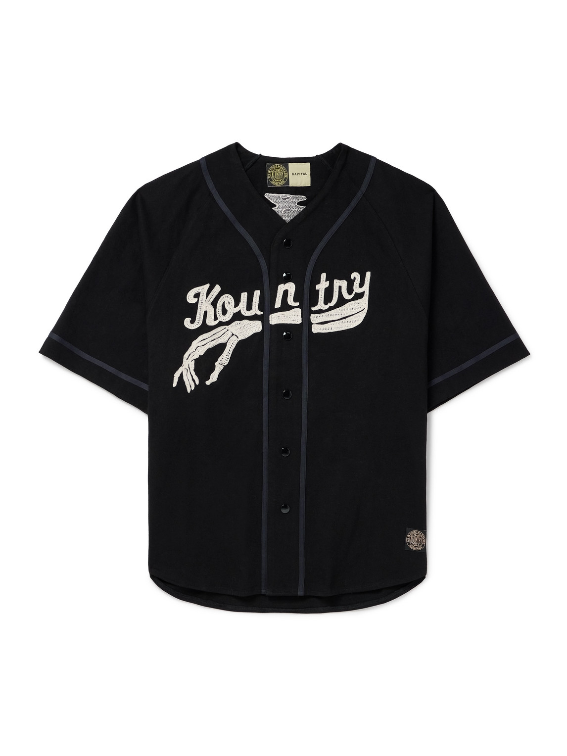 KAPITAL OVERSIZED LOGO-APPLIQUÉD COTTON-JERSEY SHIRT
