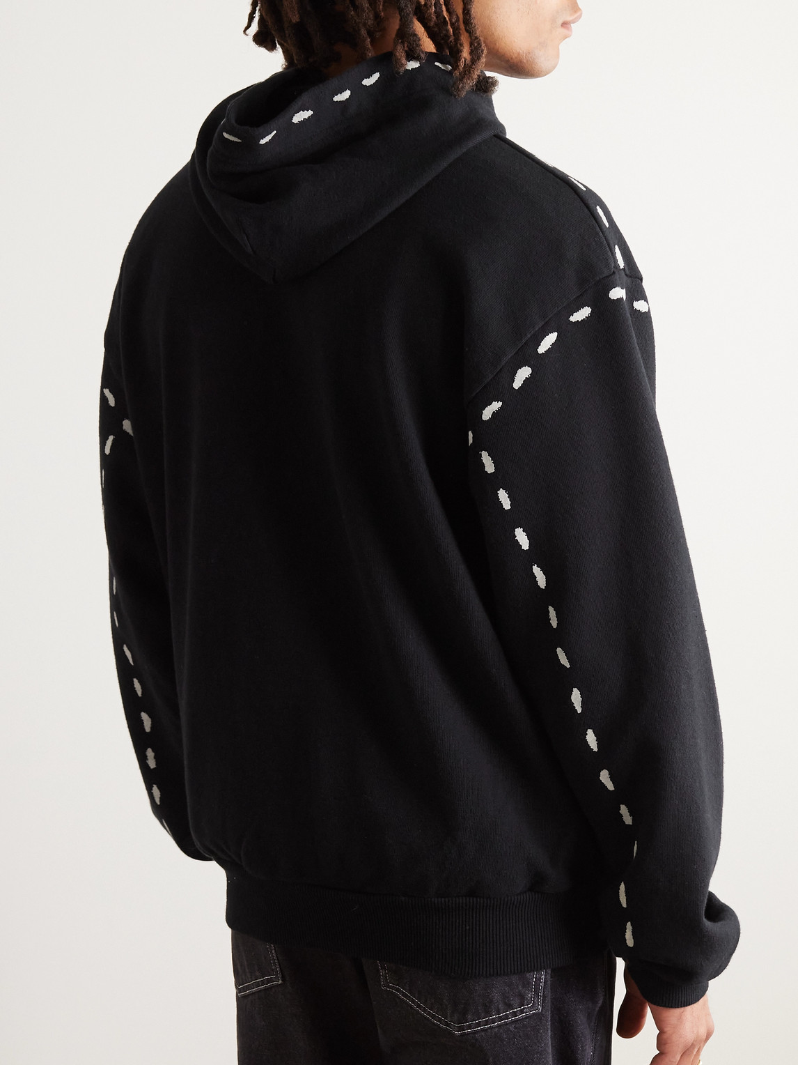 Shop Kapital Marionette Printed Cotton-jersey Hoodie In Black