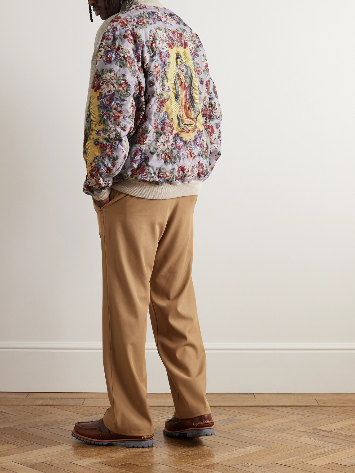 Shop Kapital Peckish Maria Cotton-jersey And Quilted Shell Sweatshirt In Gray