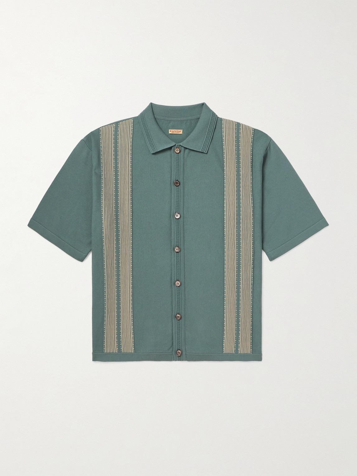 Kapital Tennessee Embroidered Cotton-blend Jersey Polo Shirt In Blue