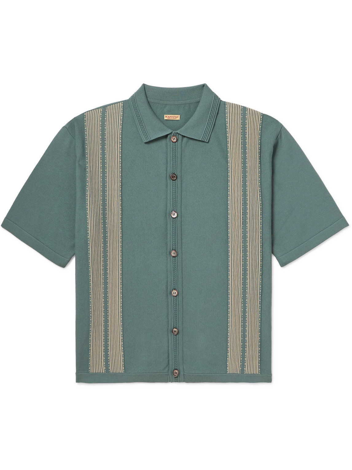 Kapital Tennessee Embroidered Cotton-blend Jersey Polo Shirt In Blue