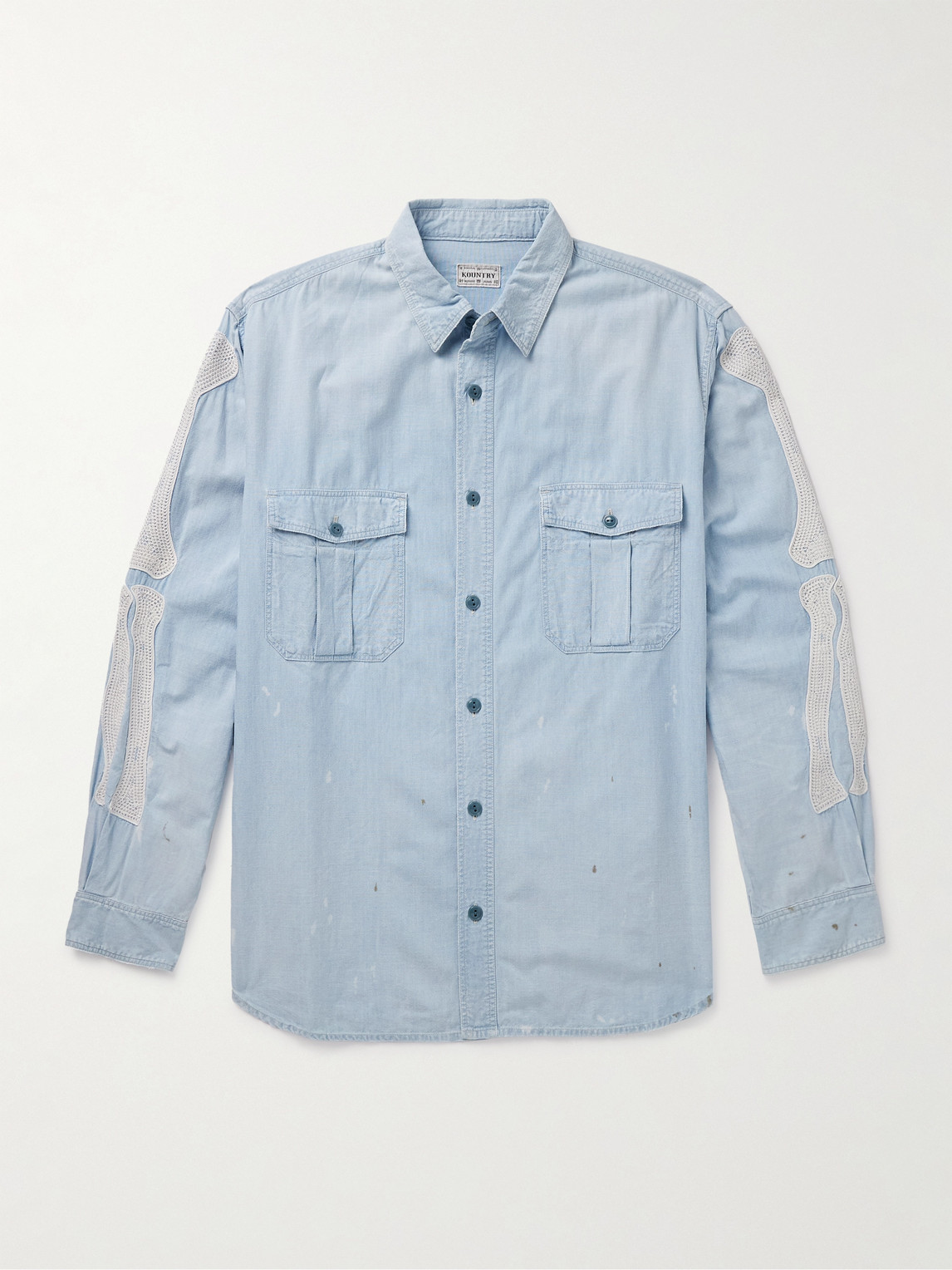 Kapital Embroidered Cotton-chambray Shirt In Blue