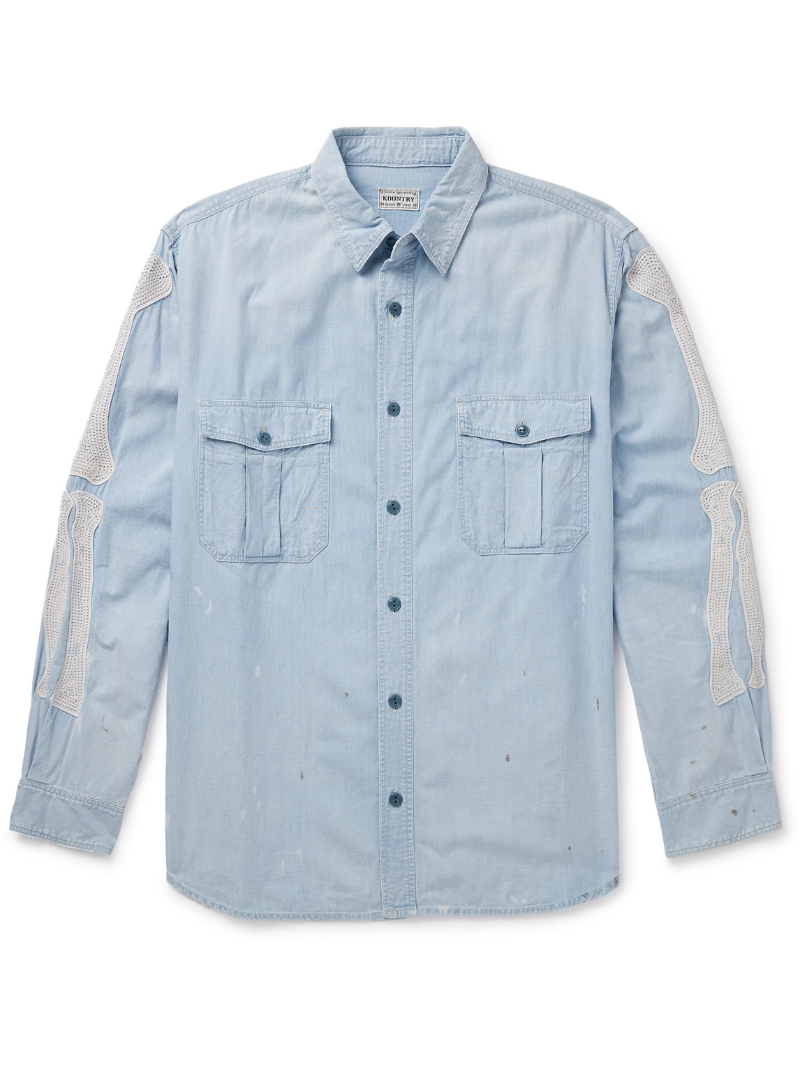 Kapital Embroidered Cotton-chambray Shirt In Blue