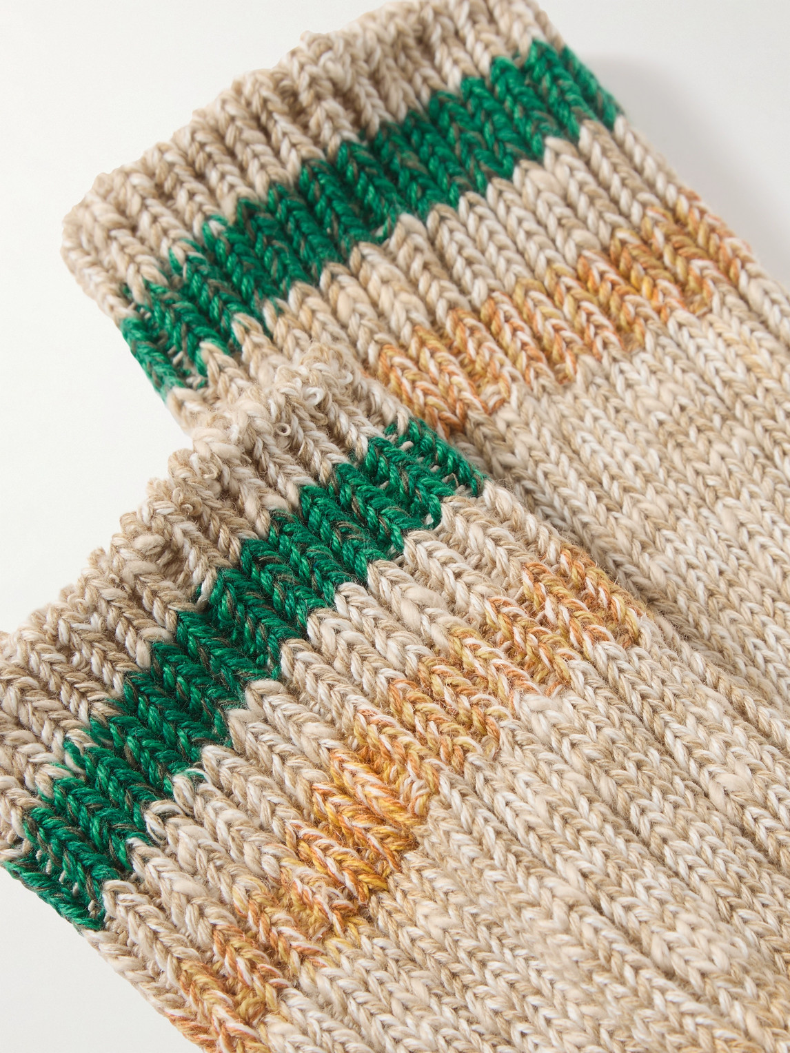 Shop Kapital Intarsia Cotton And Hemp-blend Socks In Neutrals
