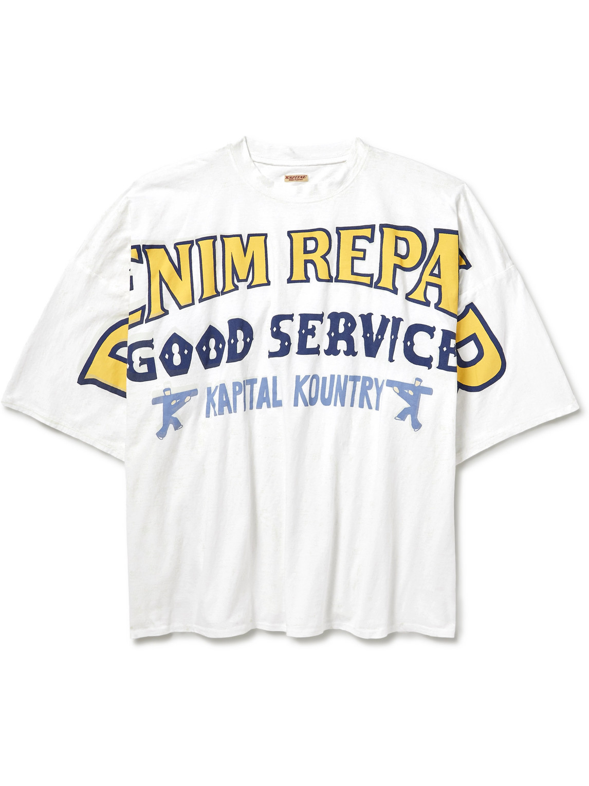 Kapital Denim Repair Oversized Printed Cotton-jersey T-shirt In White
