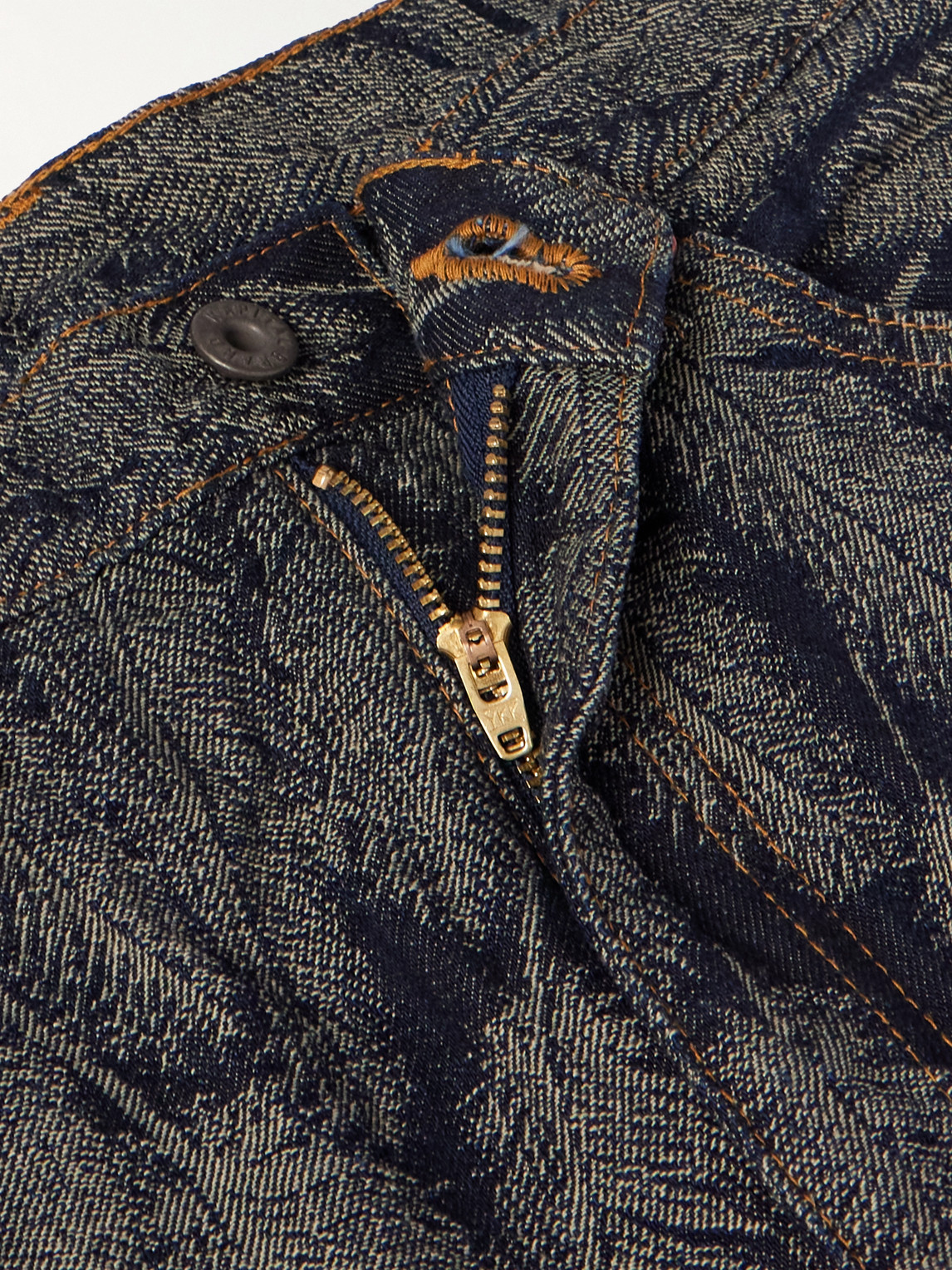 Shop Kapital Magpie Slim-fit Flared Jacquard Jeans In Blue
