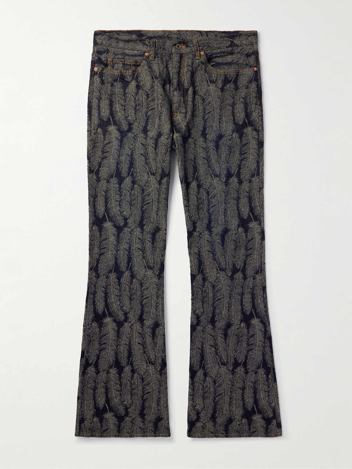 Kapital Magpie Slim-fit Flared Jacquard Jeans In Blue