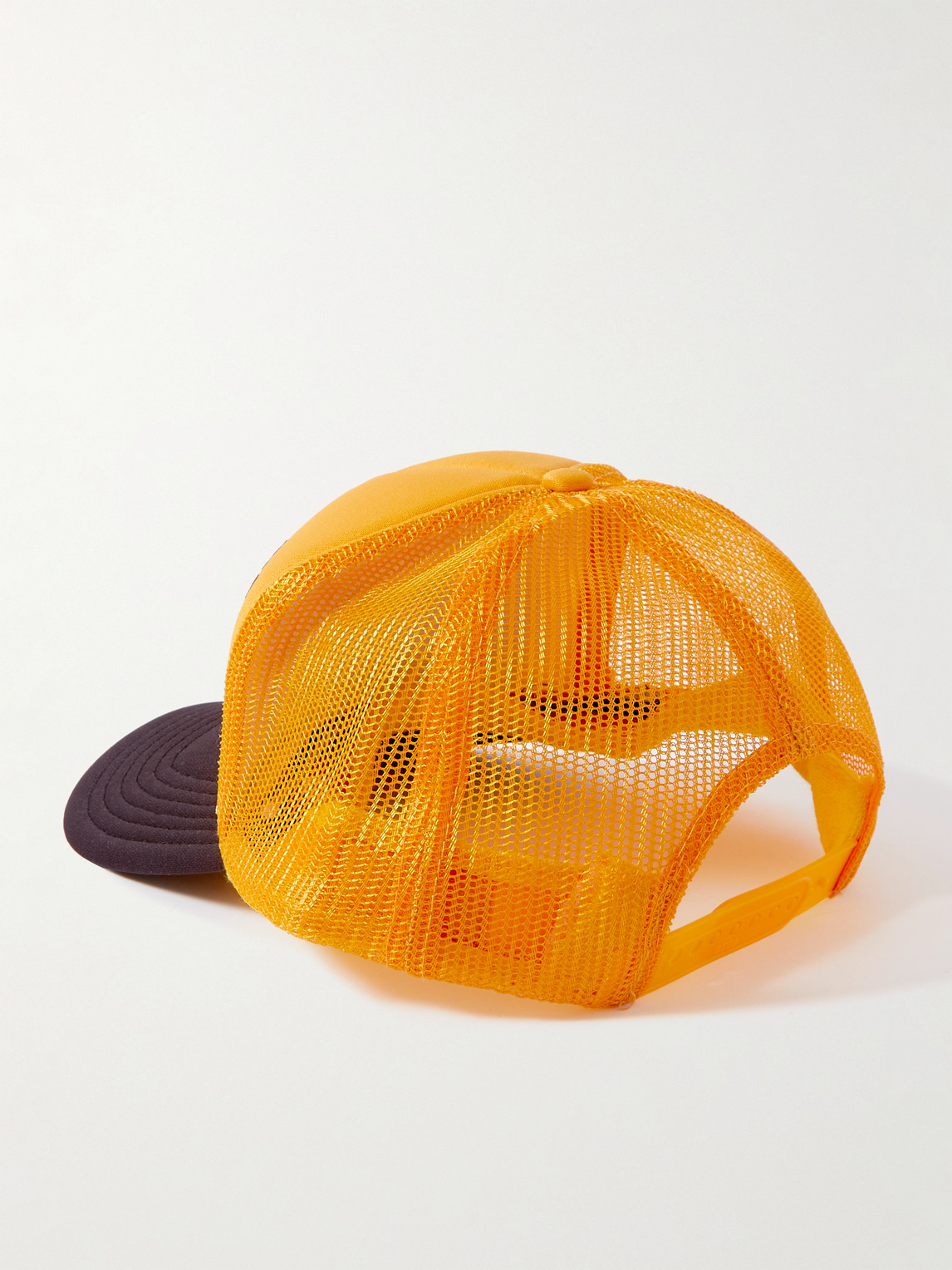 Shop Kapital Mini Skirts Forever Printed Scuba And Mesh Trucker Cap In Yellow