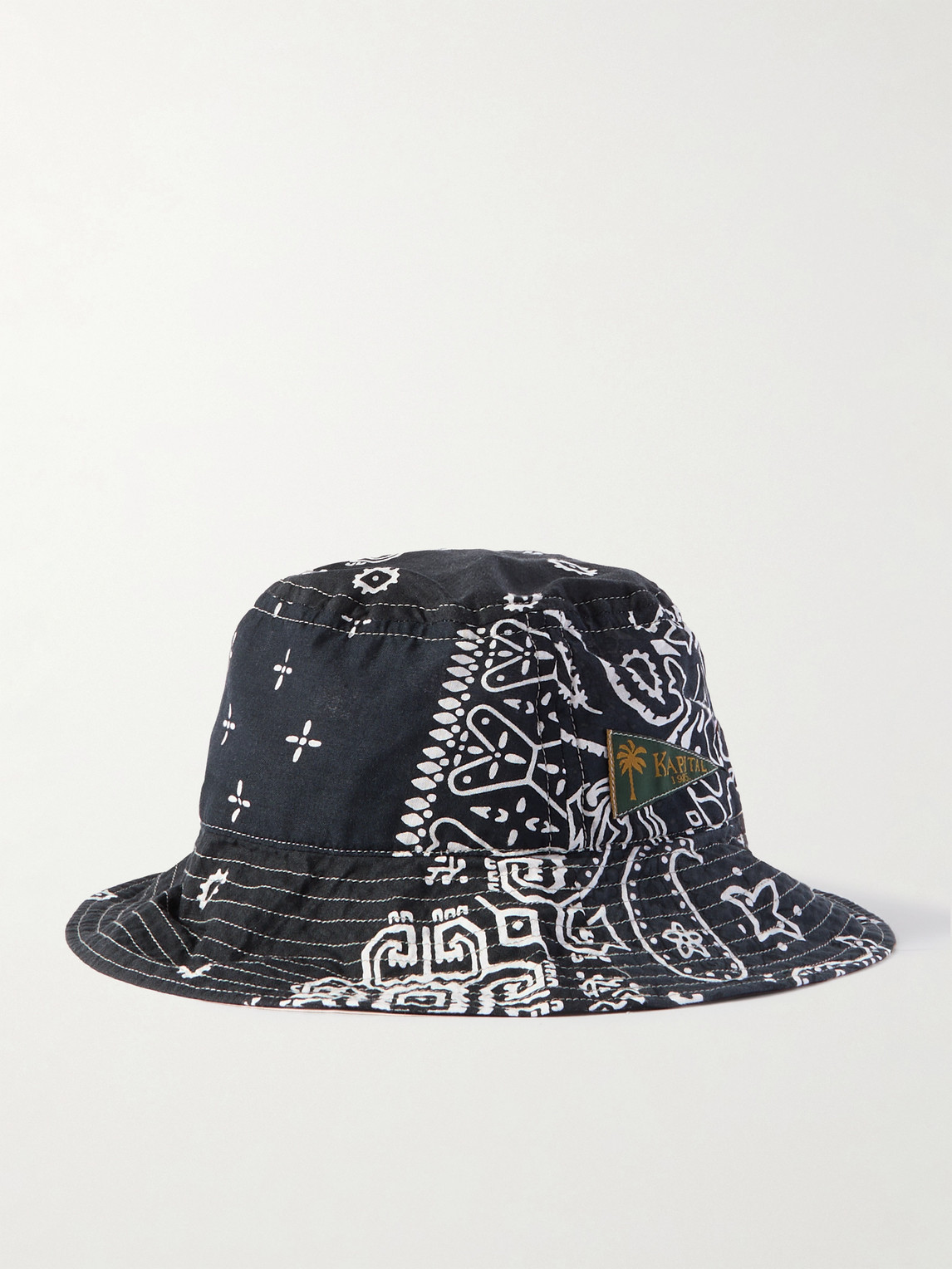 Kapital Logo-appliquéd Bandana-print Cotton Bucket Hat In Black