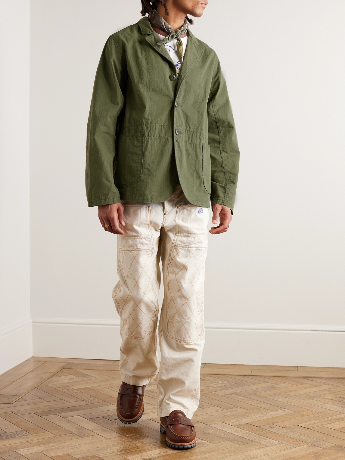 Shop Kapital Cotton-blend Ripstop Jacket In Green