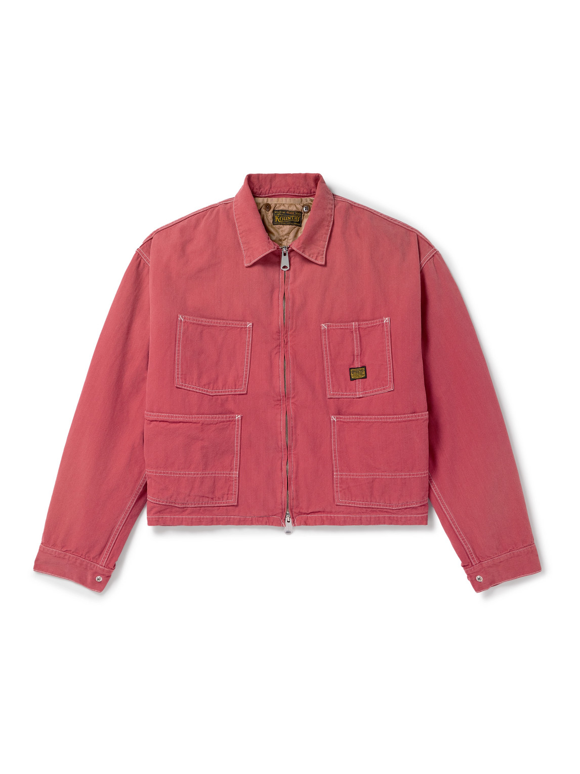 Kapital Logo-appliquéd Garment-dyed Canvas Bomber Jacket In Red