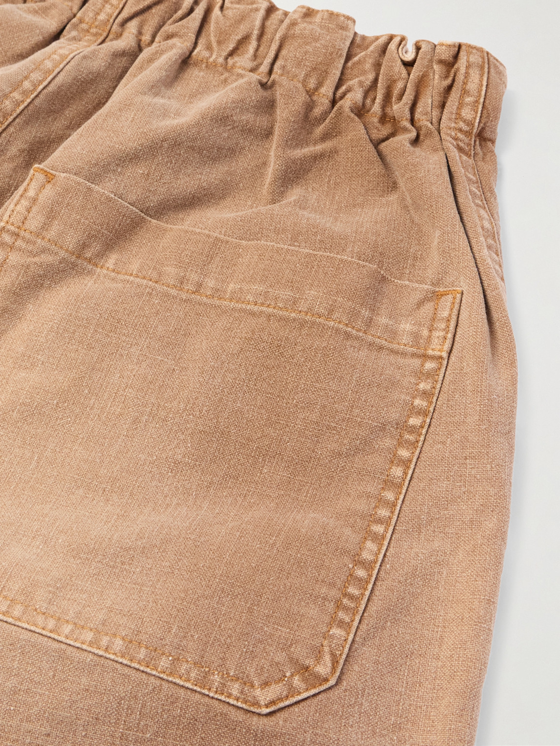 Shop Kapital Wide-leg Appliquéd Distressed Panelled Denim Shorts In Brown