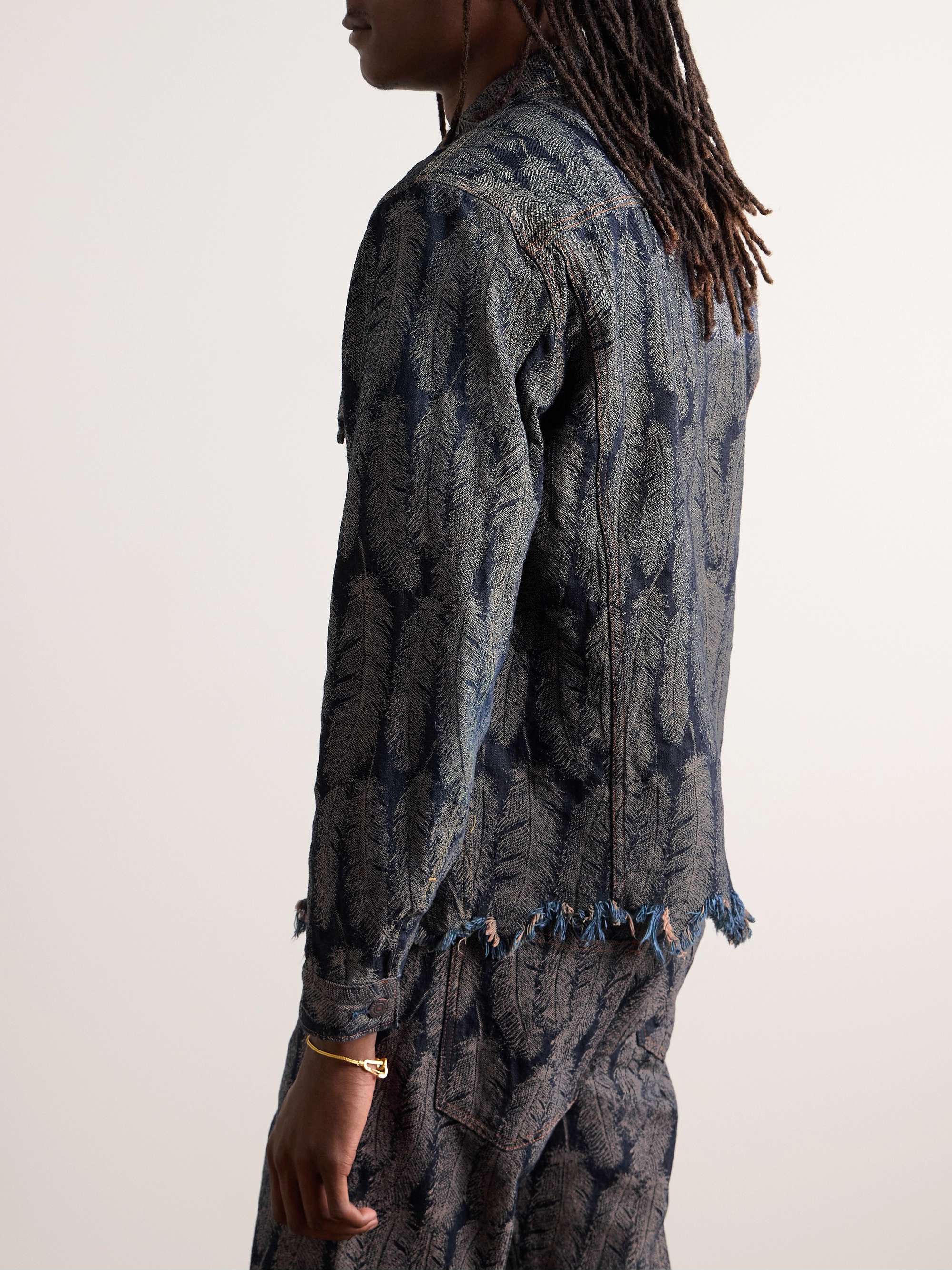 KAPITAL Magpie Distressed Denim-Jacquard Jacket for Men | MR KAPITAL Magpie Distressed Denim-Jacquard Jacket for Men | MR